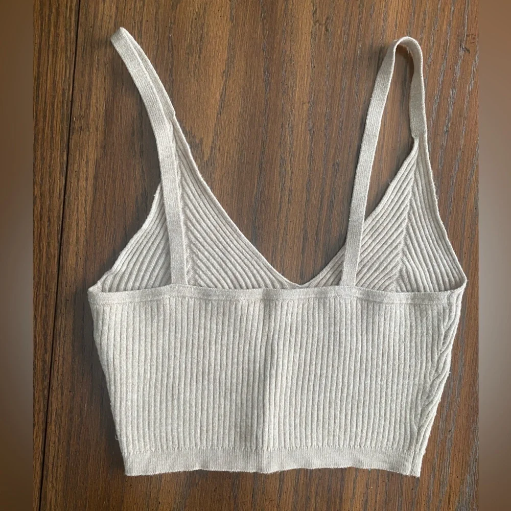 2/$15 Garage Tan Ribbed Knit Cropped Tank Small - Picture 2 of 9